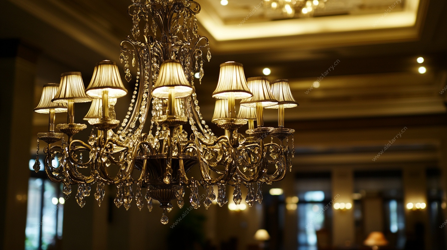 豪华水晶吊灯室内特写