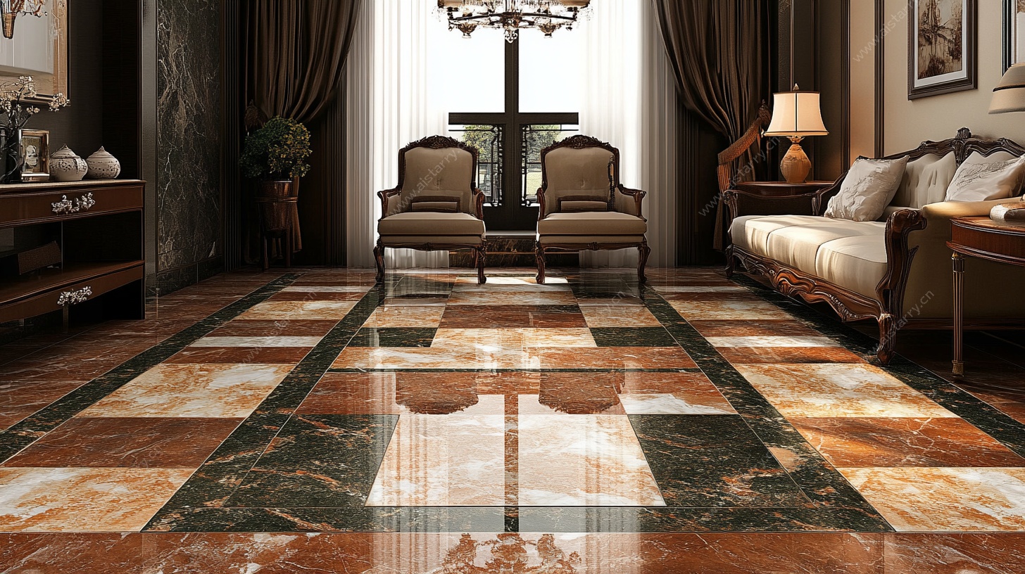 豪华客厅地面与家具陈设