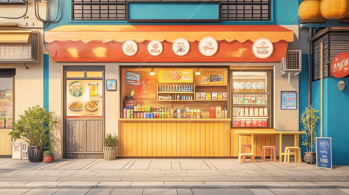 复古风格街边茶饮小店