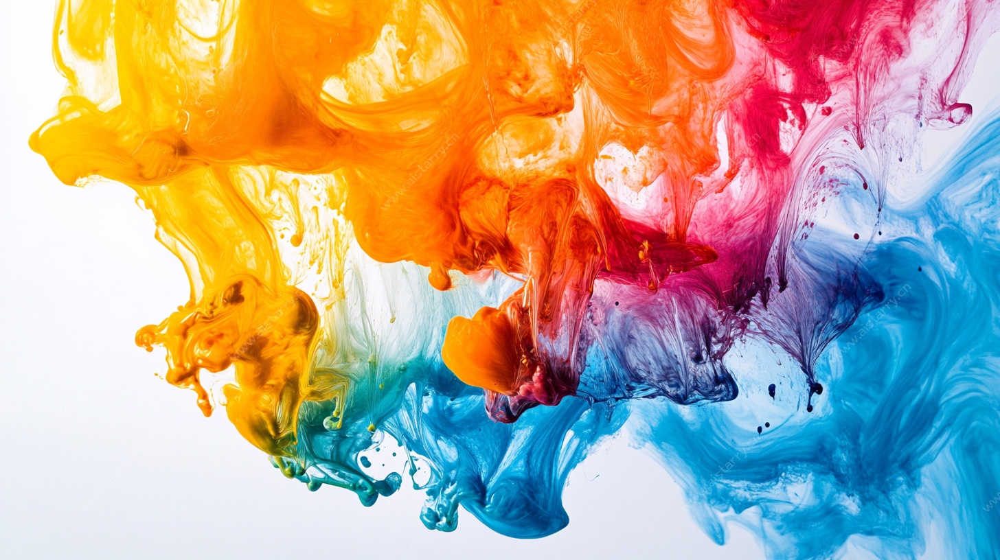 彩色墨水在水中舞动