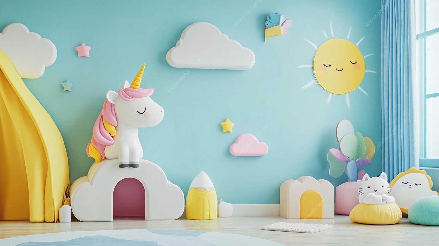 梦幻独角兽儿童房布置