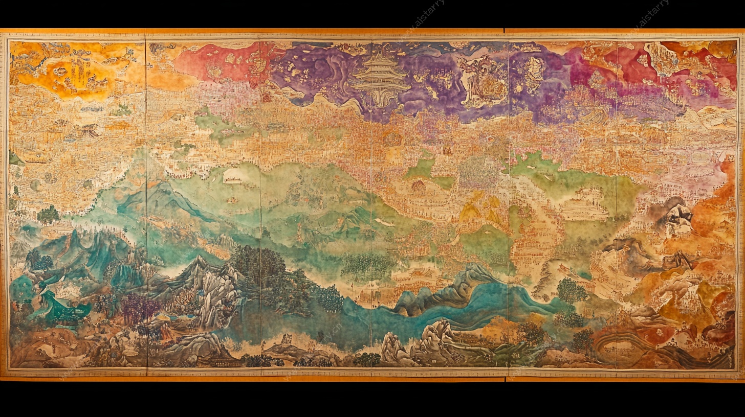 古代彩色山水地图