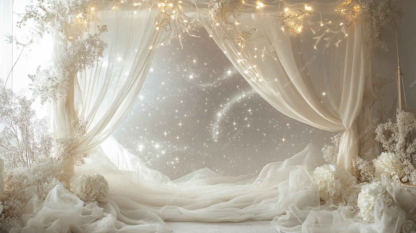 梦幻白色浪漫摄影场景