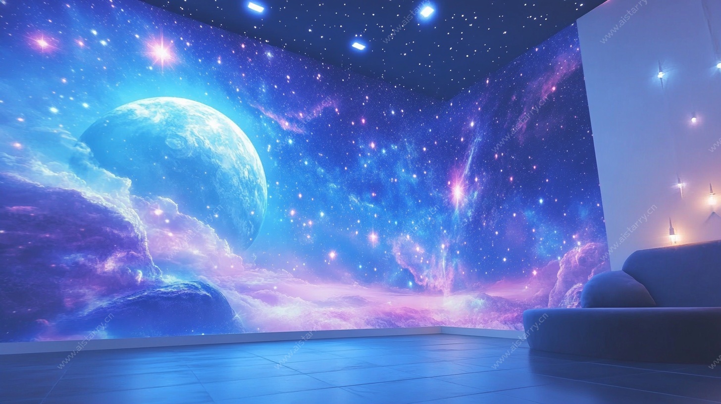 梦幻星空卧室背景墙