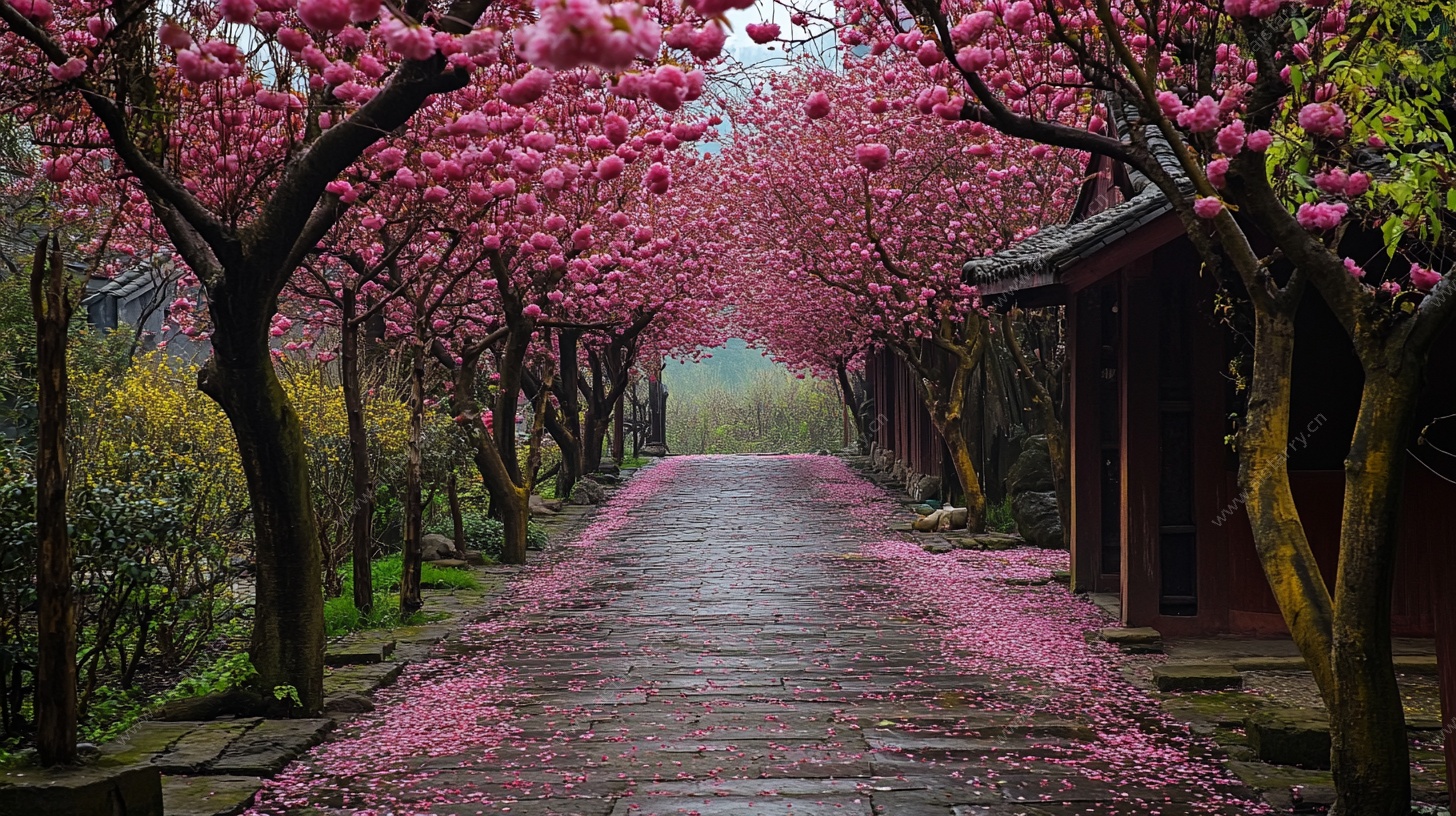 樱花小道 春日浪漫景致