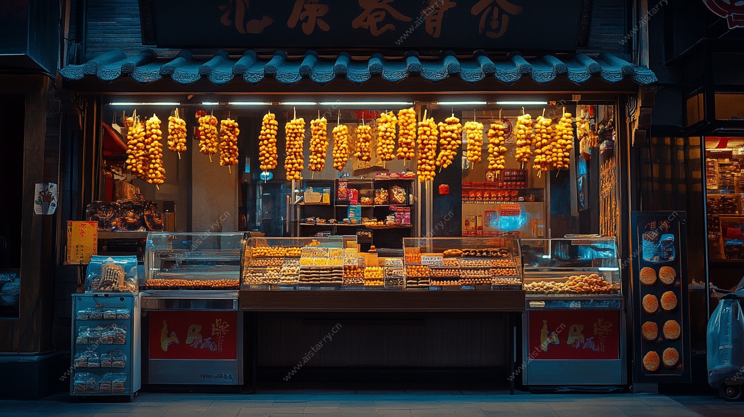 京城糕点铺夜景