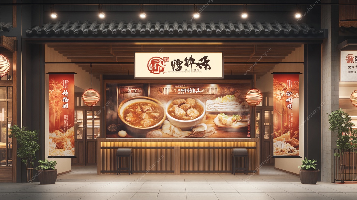 中式面馆店面外观展示