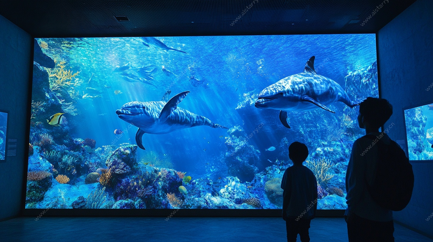 亲子观赏海底投影画面