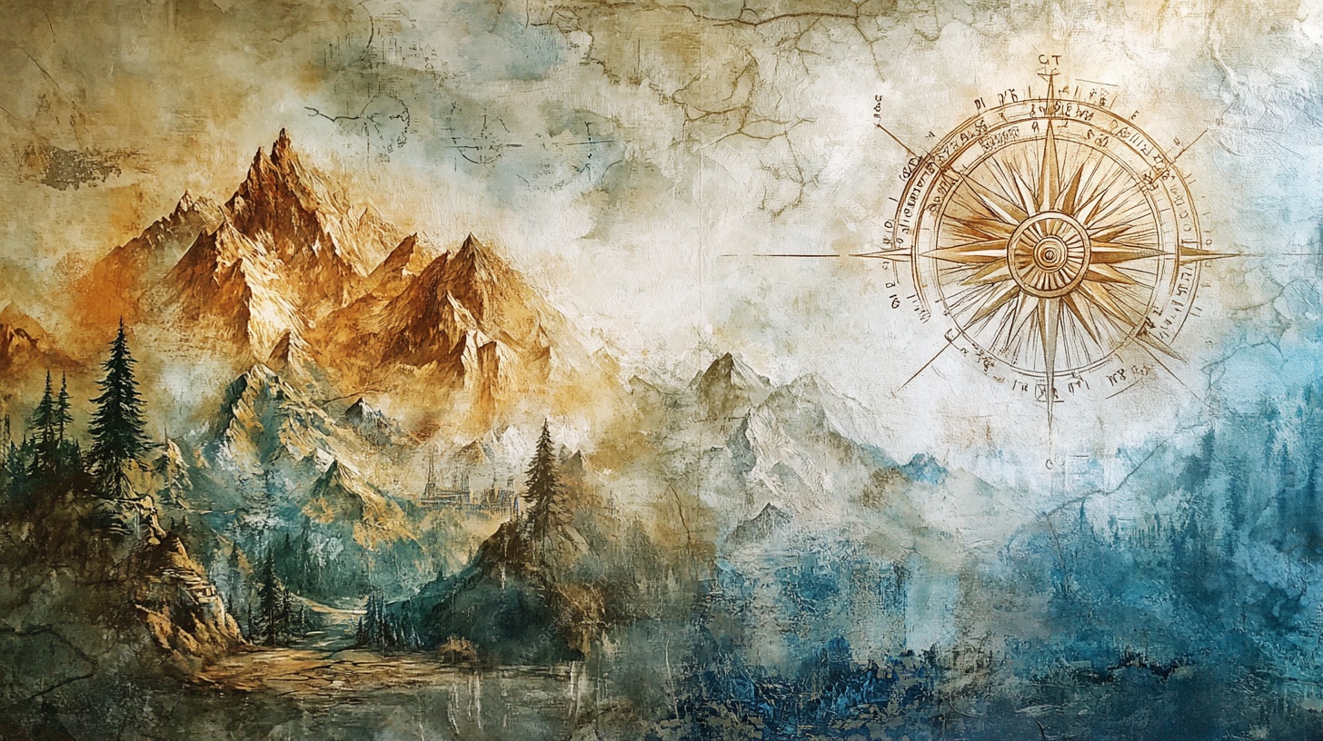 山水间的指南针奇幻画作