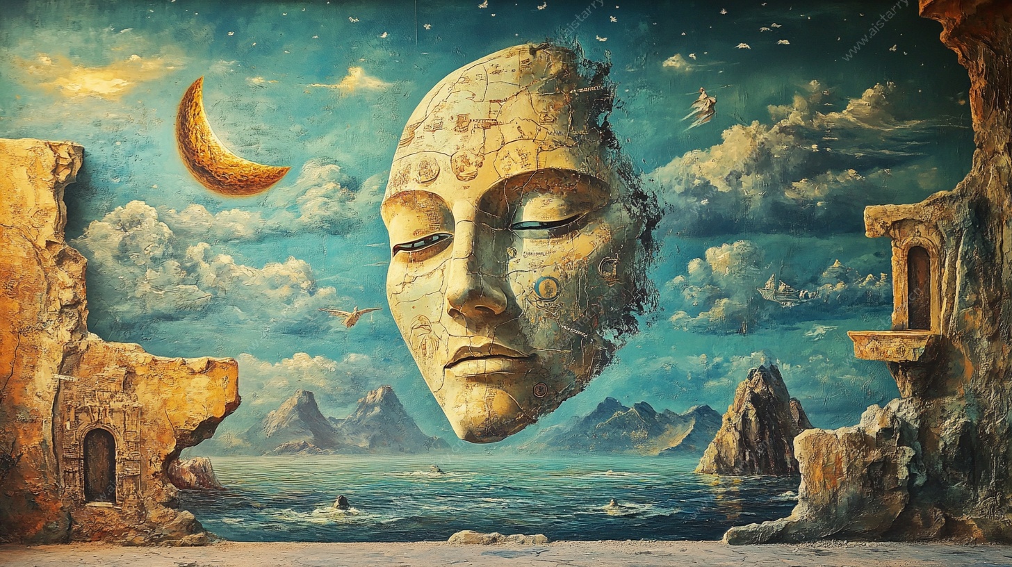 梦幻石面超现实风景图