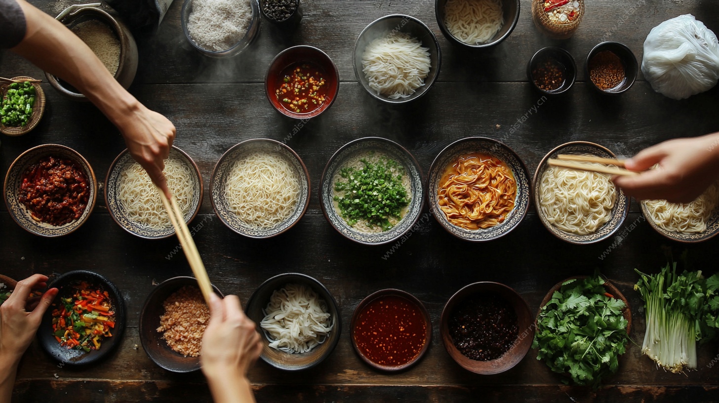 多样食材准备中式美食