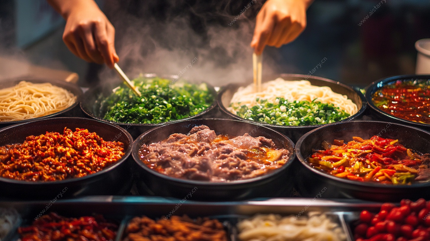 厨师调配丰富食材