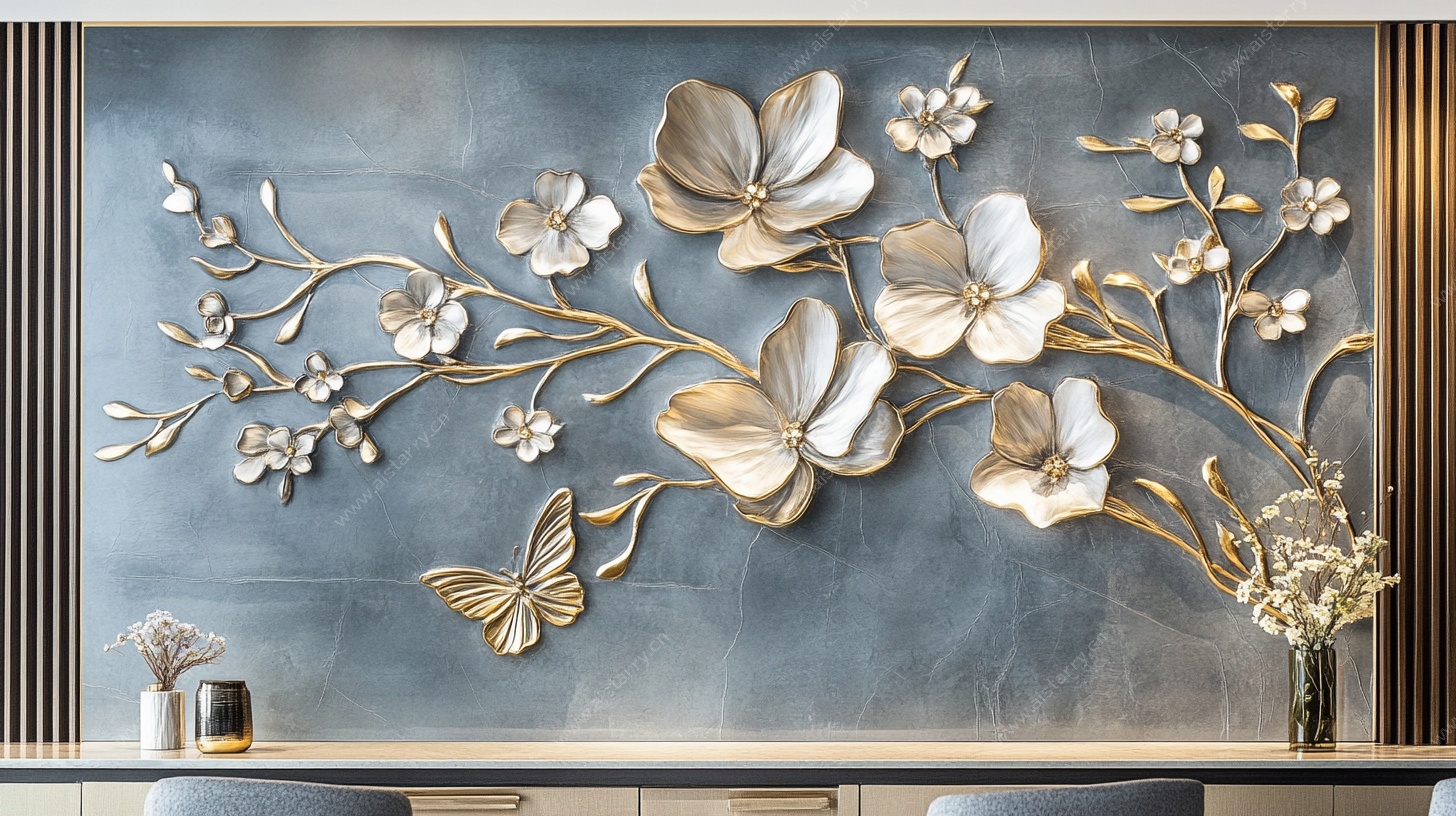 金属花朵立体墙面装饰