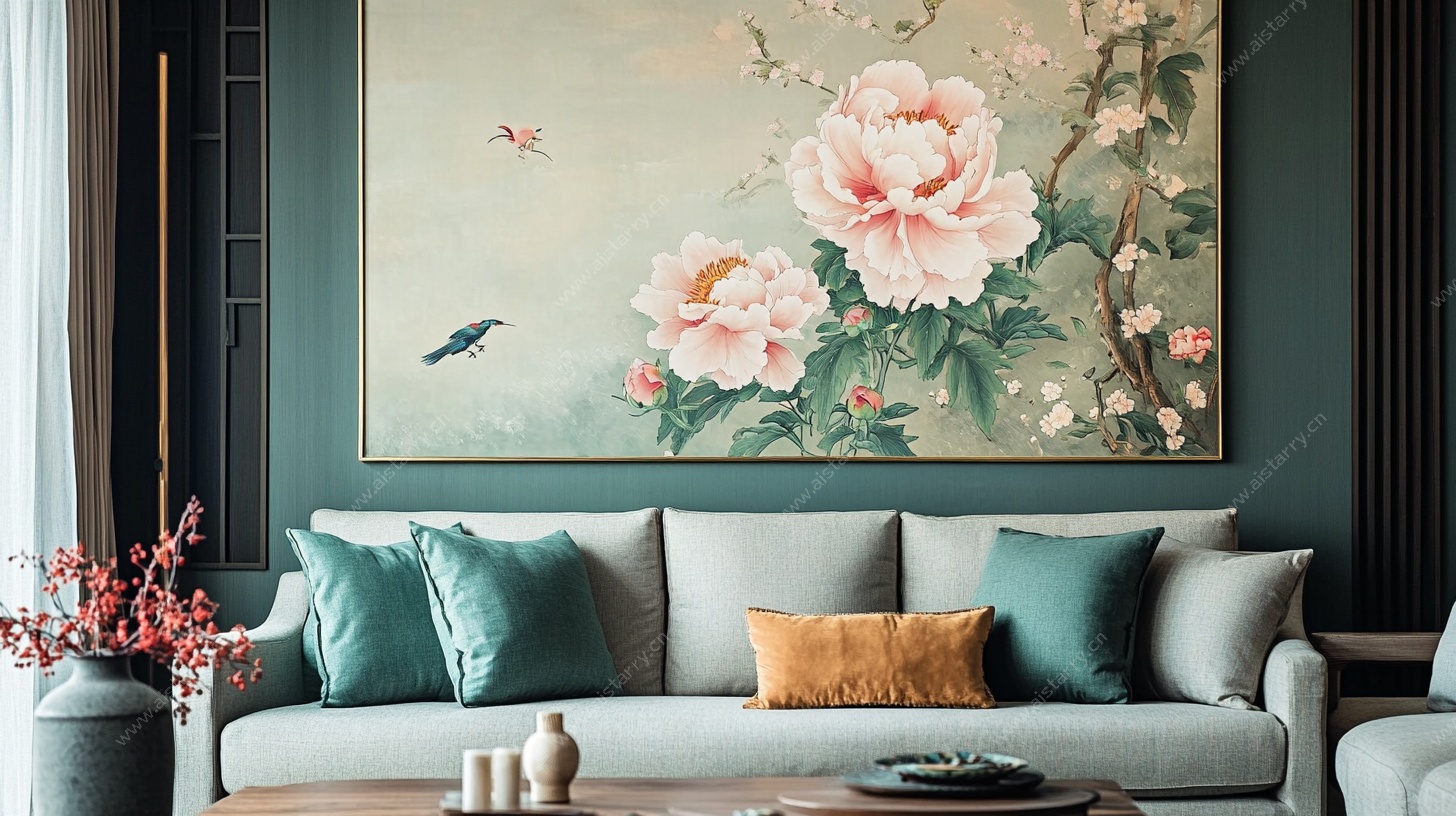 中式客厅的花鸟装饰画