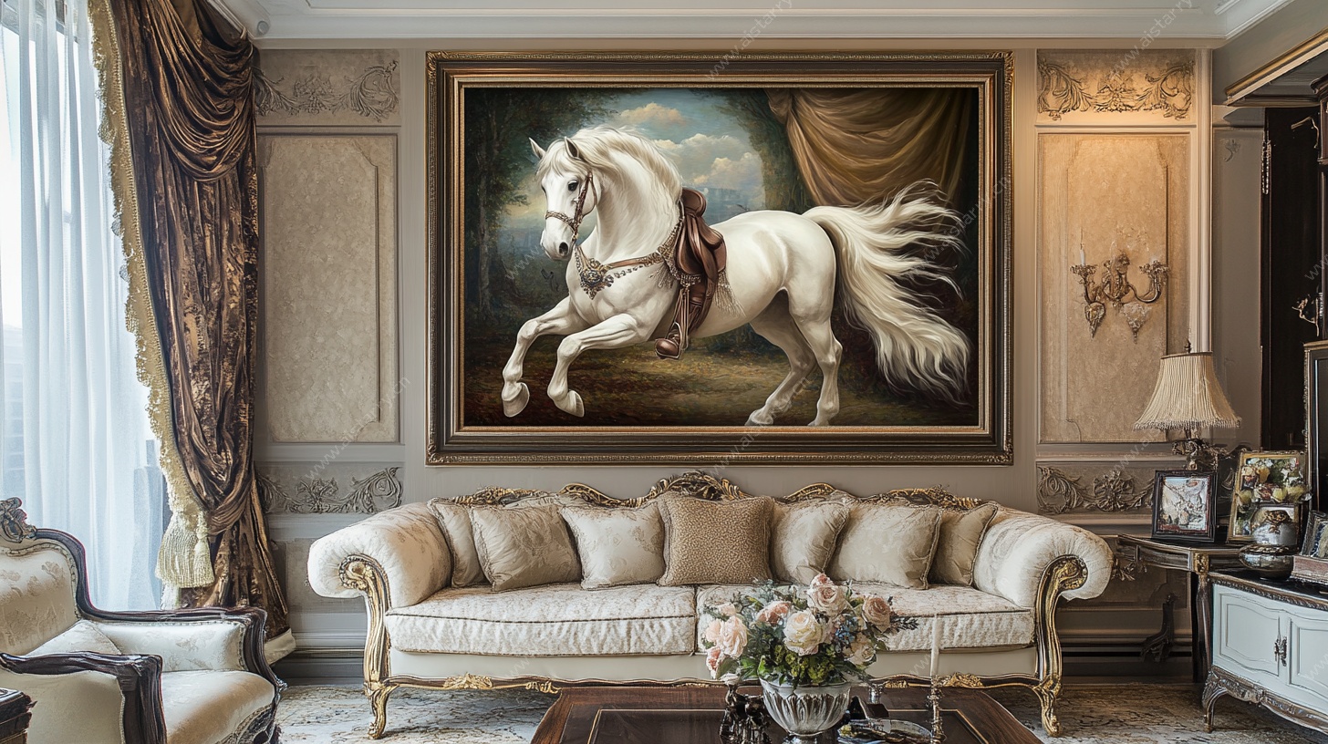 客厅中骏马挂画装饰场景