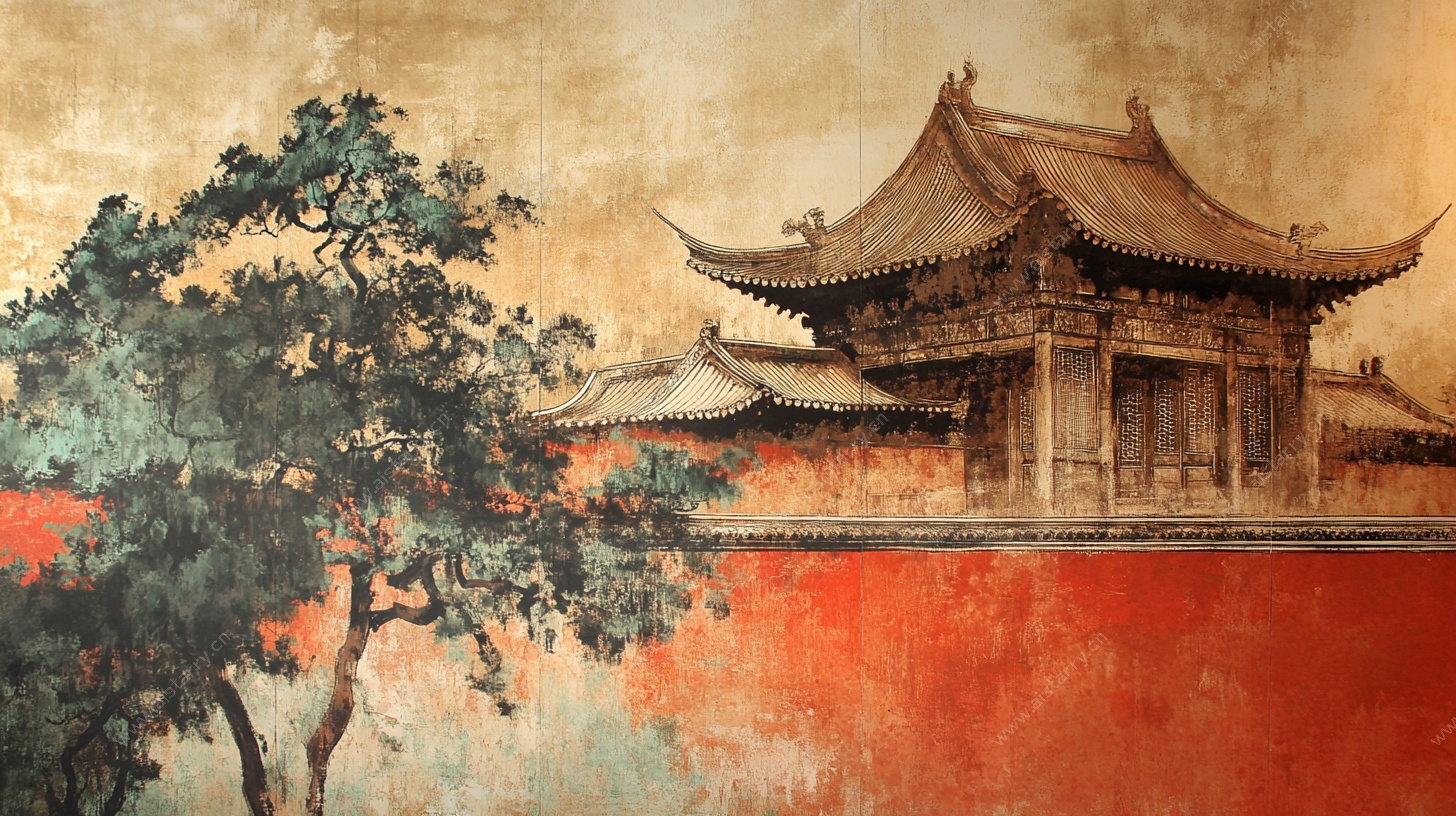 古风中式庭院风景图