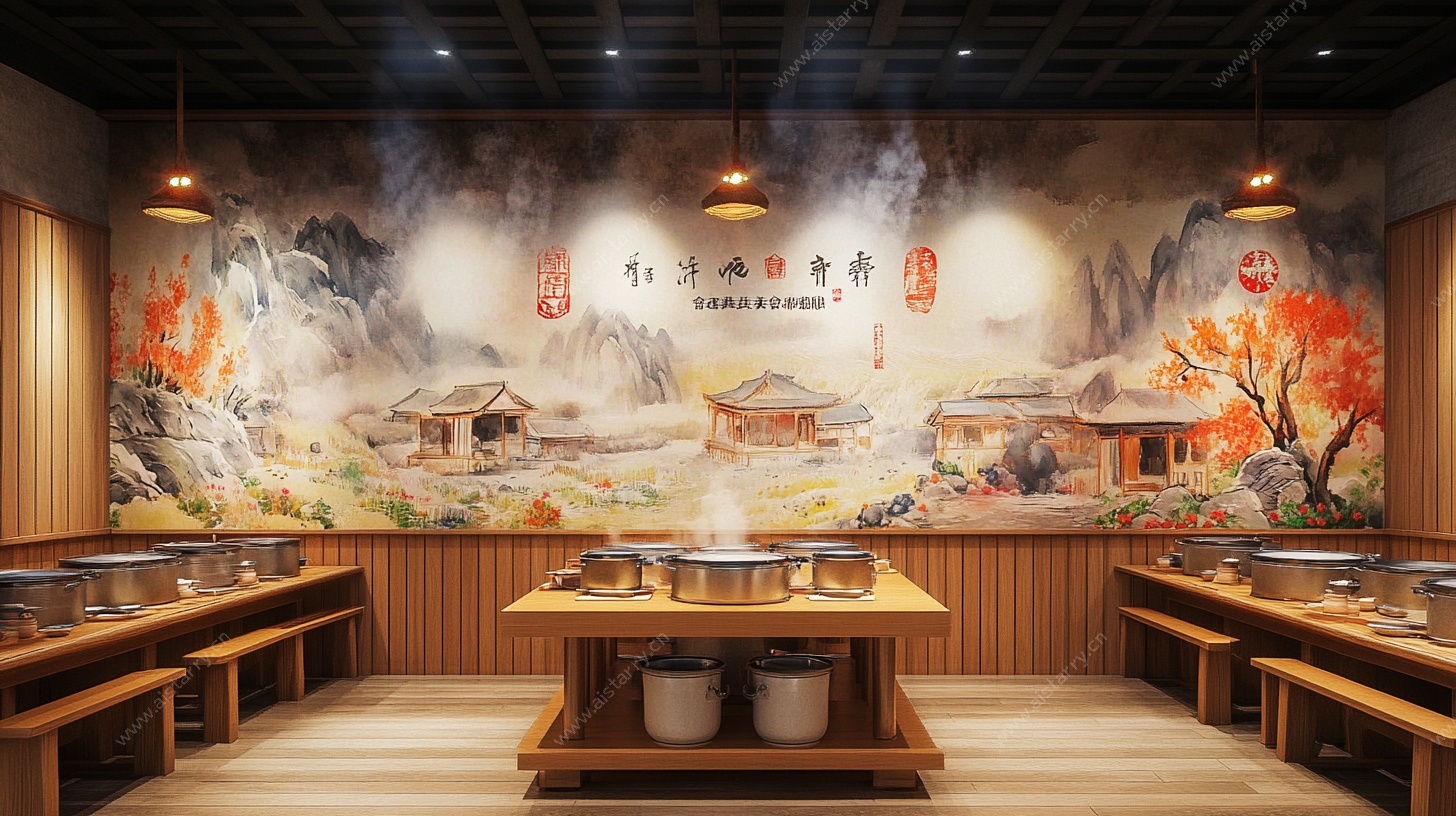 中式火锅餐厅室内场景