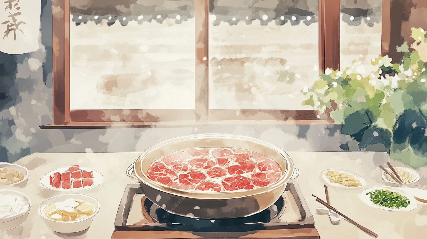 温馨室内涮火锅场景图