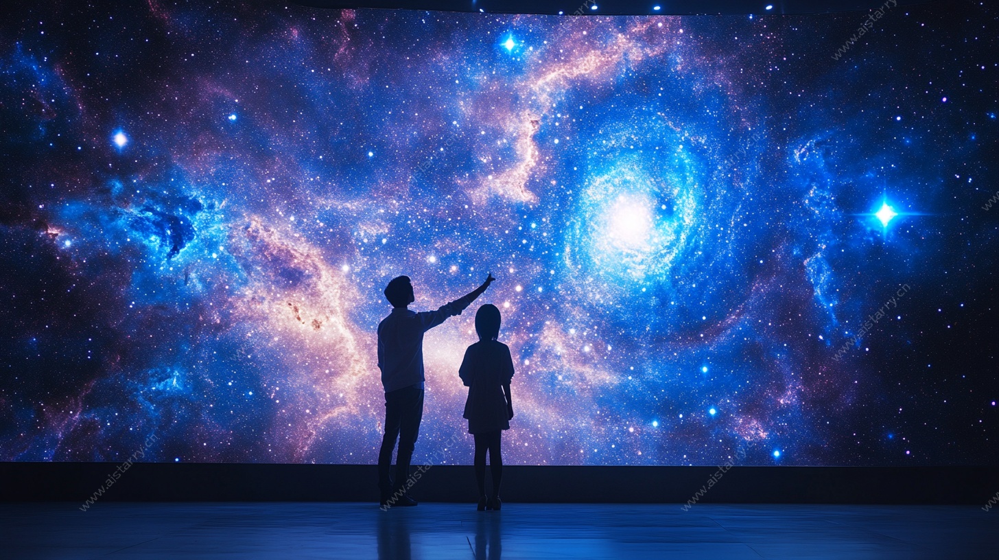 仰望璀璨星空的父女