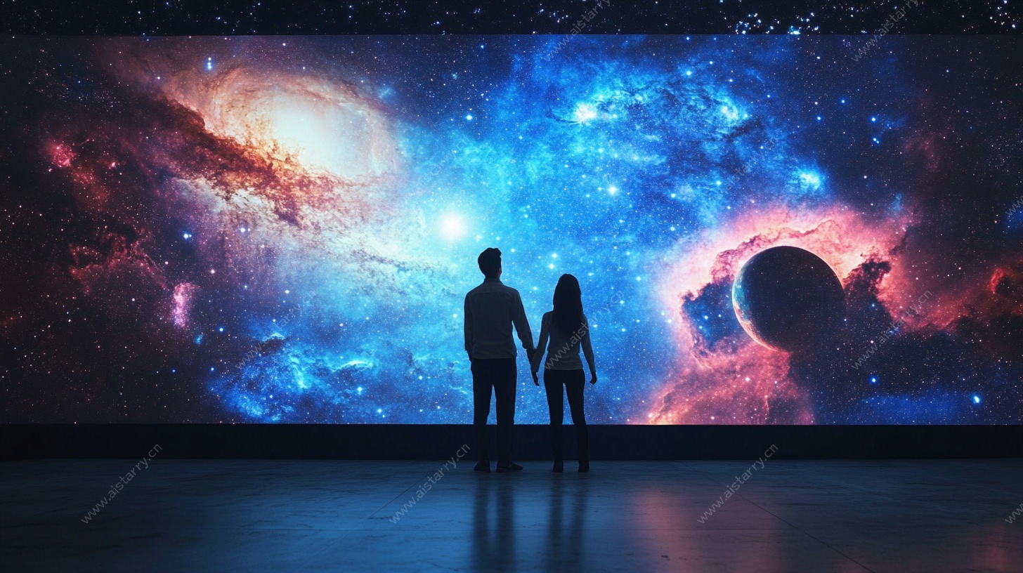情侣赏梦幻星空壁画