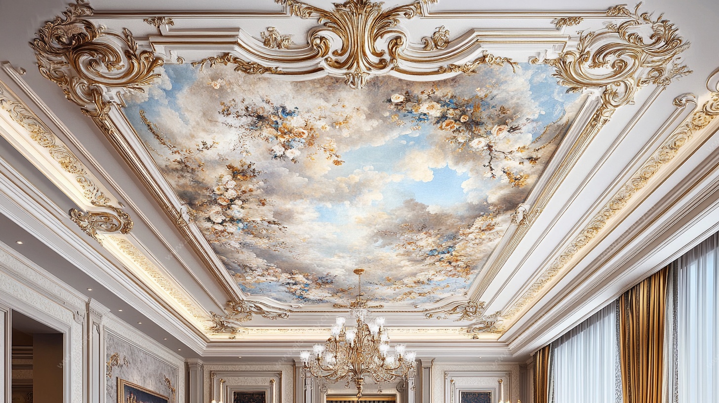 欧式奢华手绘天花板装饰