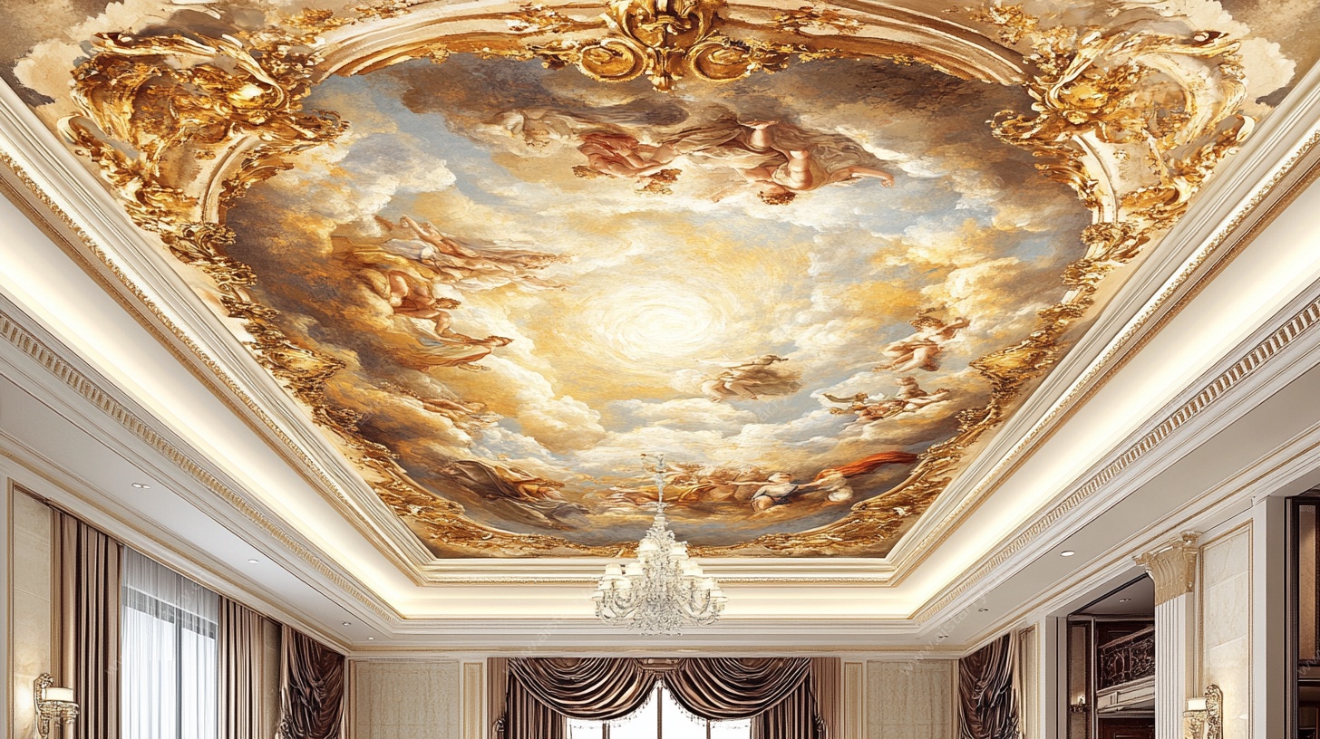 欧式奢华天花板壁画