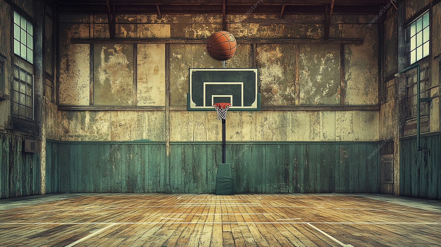 老旧室内篮球场场景
