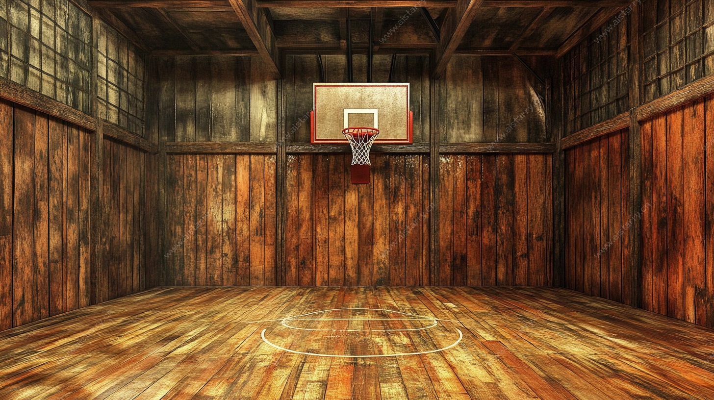 复古木质室内篮球场