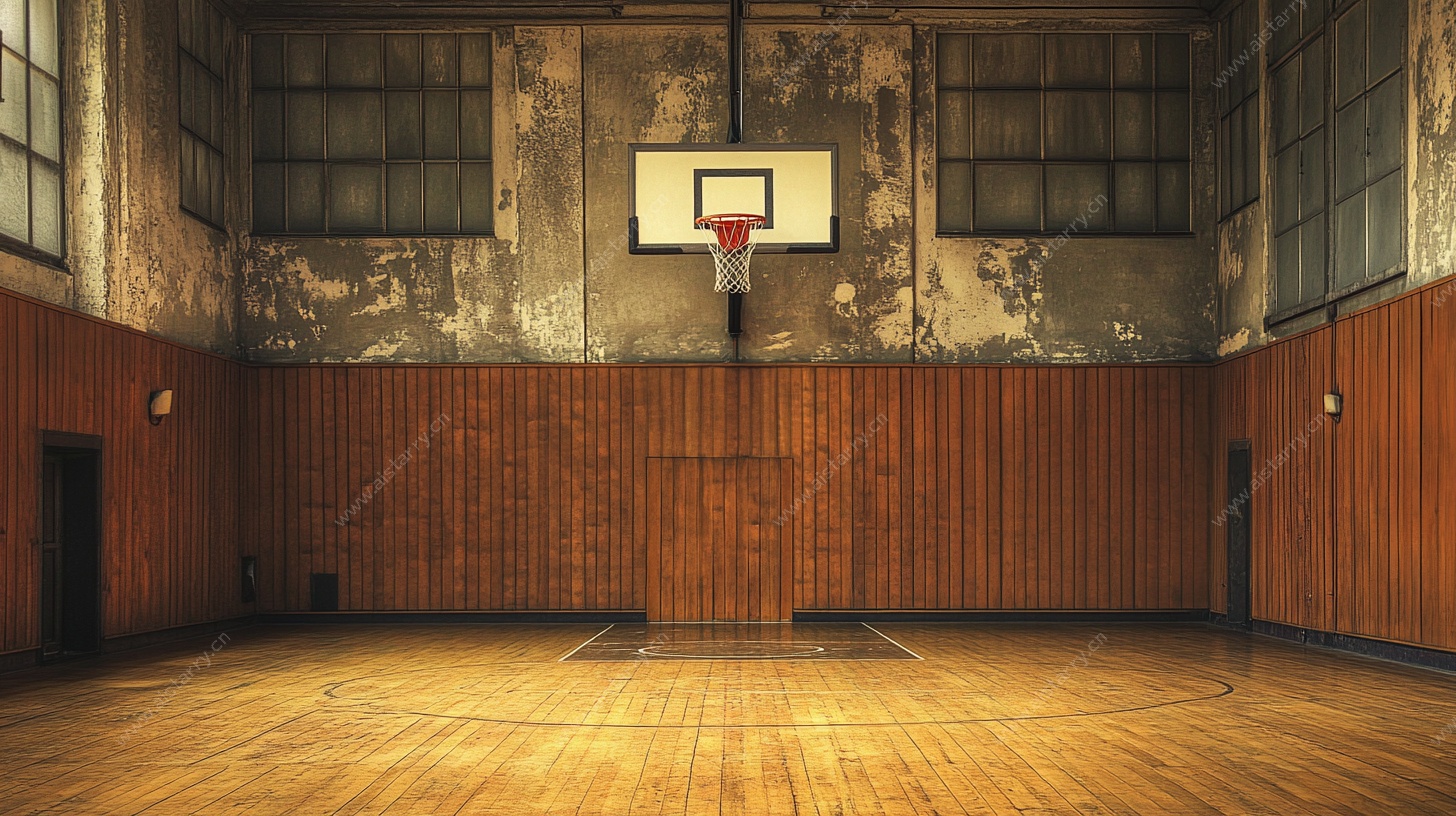 老旧空旷篮球馆内部场景