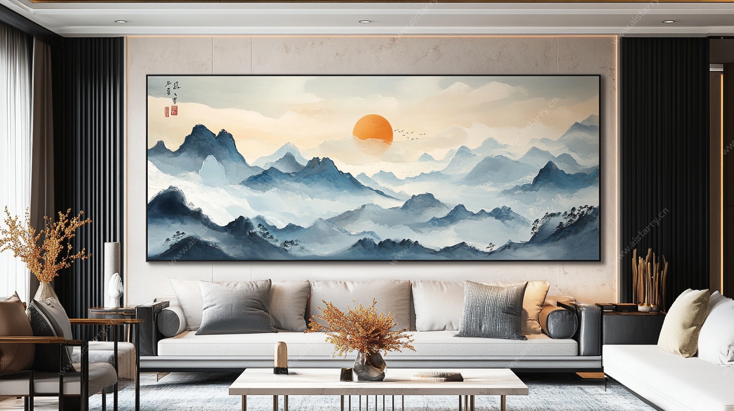 中式客厅的山水装饰画