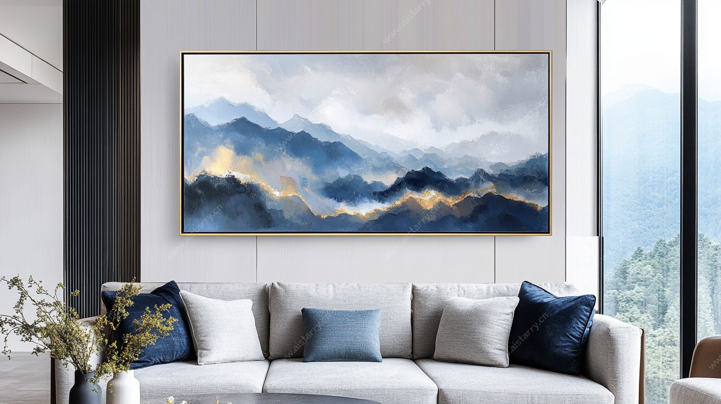 现代客厅的山水装饰画