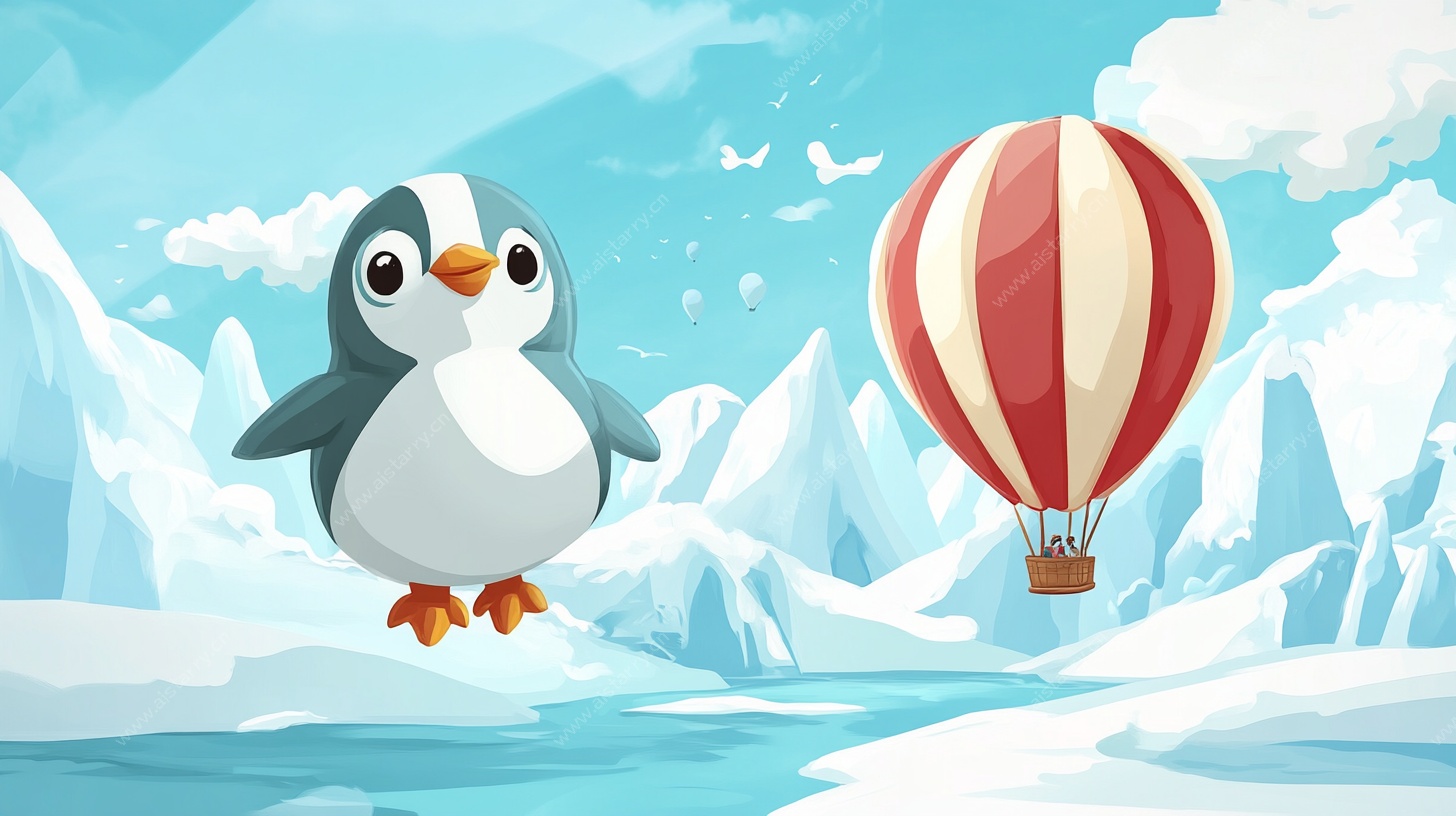 企鹅与热气球的冰雪奇遇