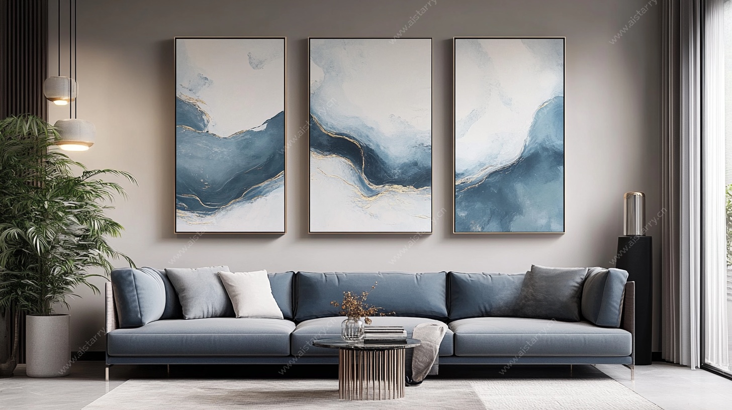 现代简约风客厅装饰画场景