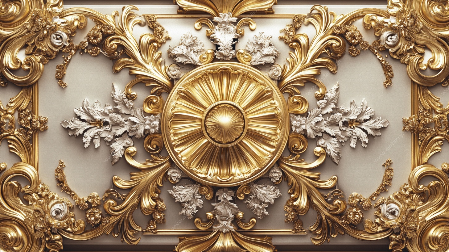 奢华欧式雕花天花板细节