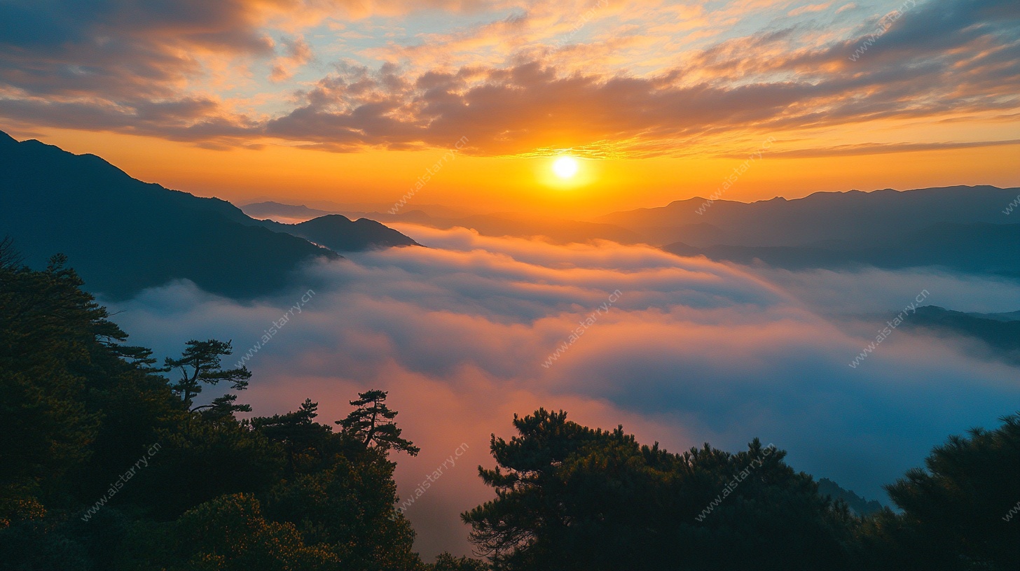 山间云海日出美景