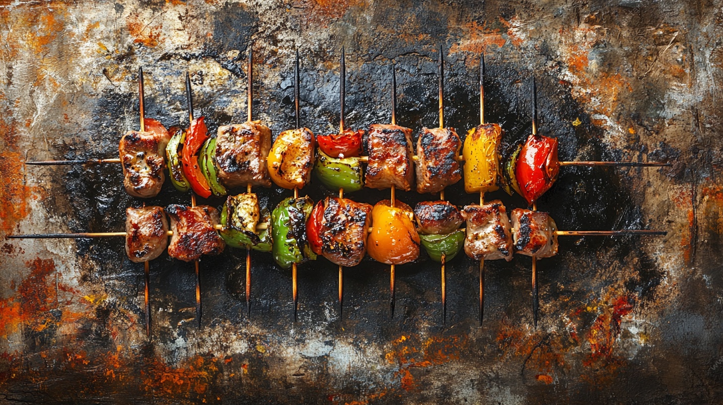 烤架上的美味蔬菜肉串