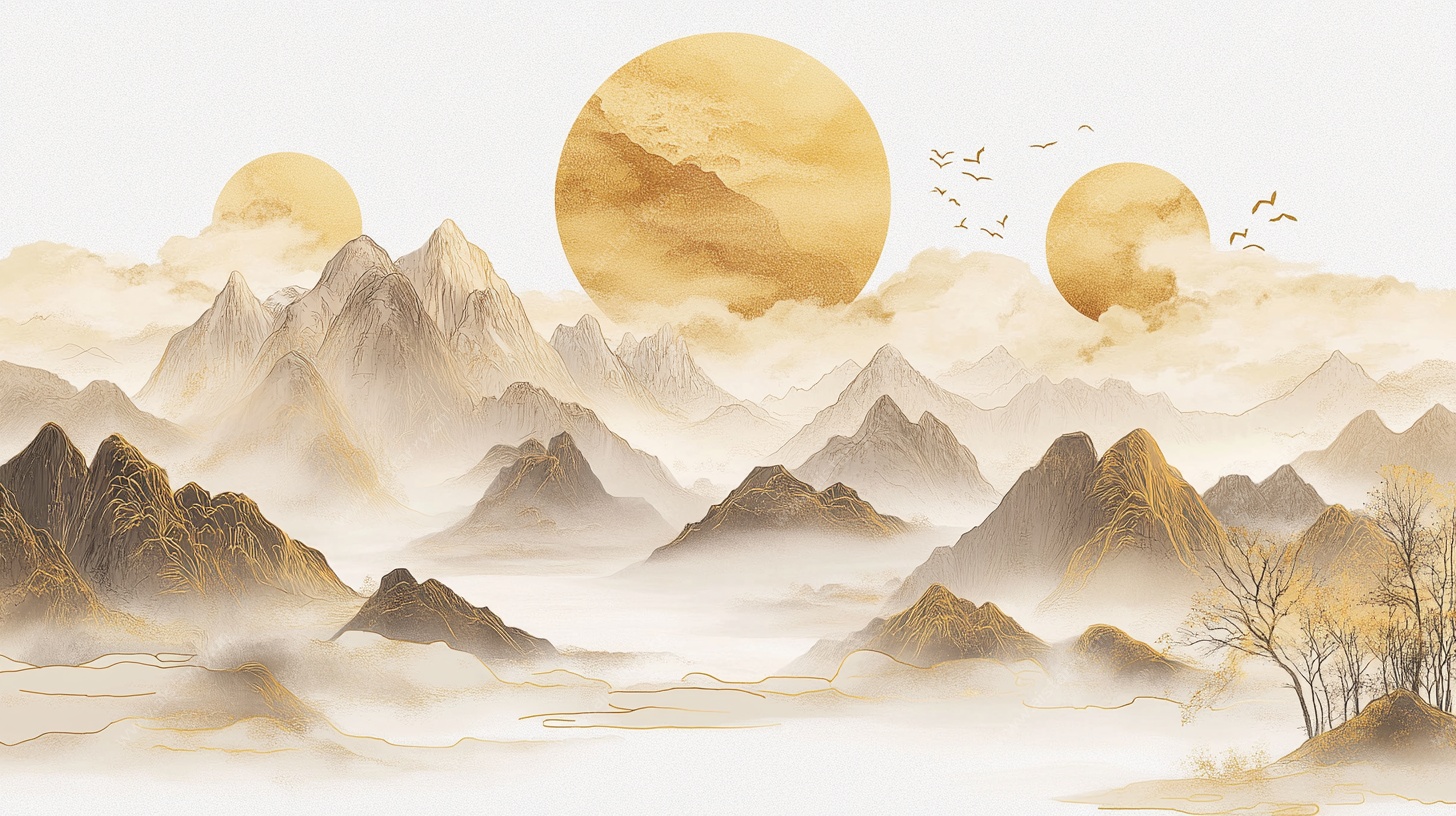 金色山水间 明月映苍穹