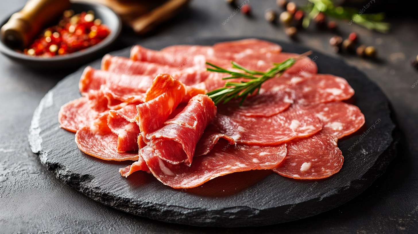 意大利萨拉米肉片摆盘