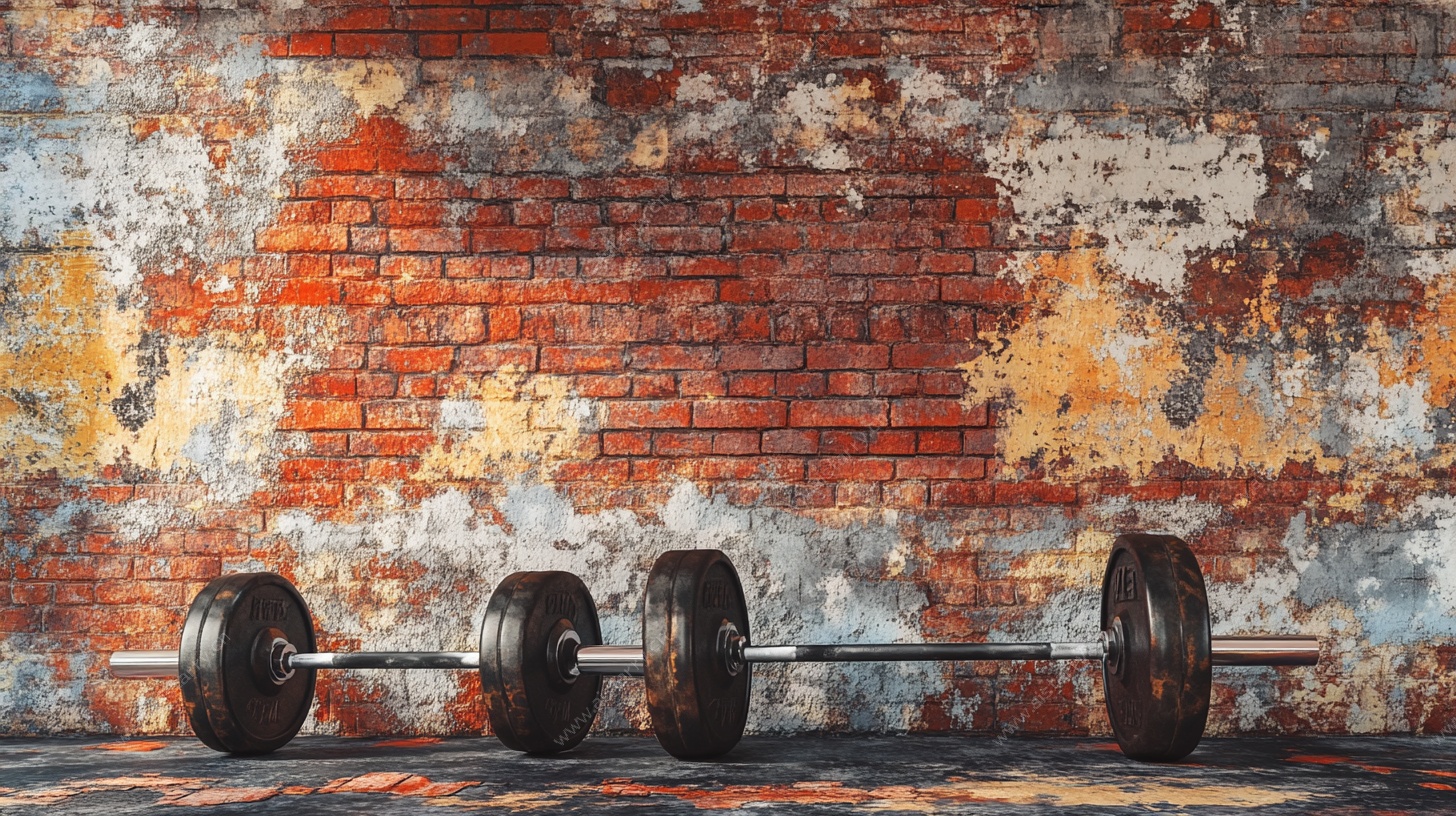 砖墙前的哑铃健身场景