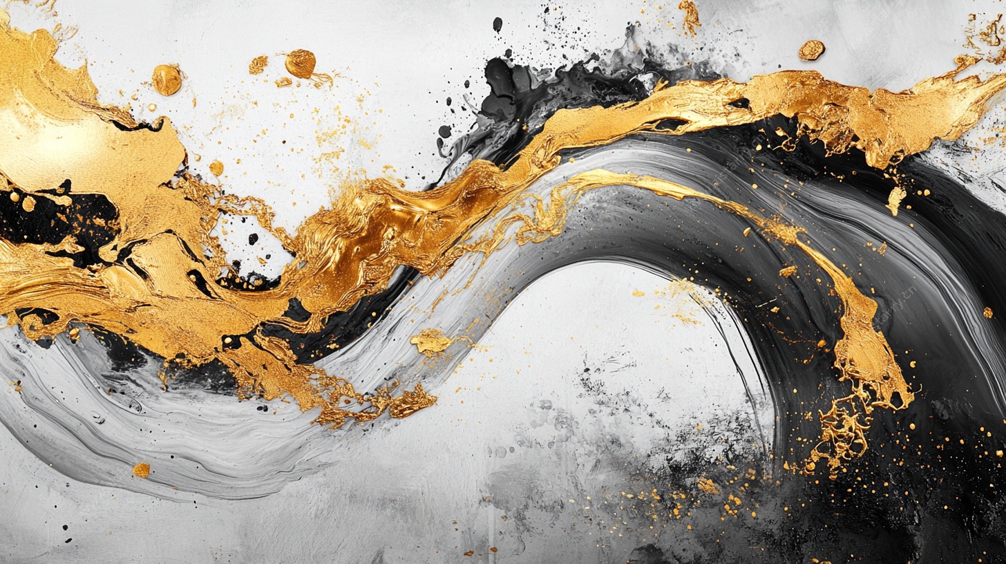 金墨流动抽象艺术画面