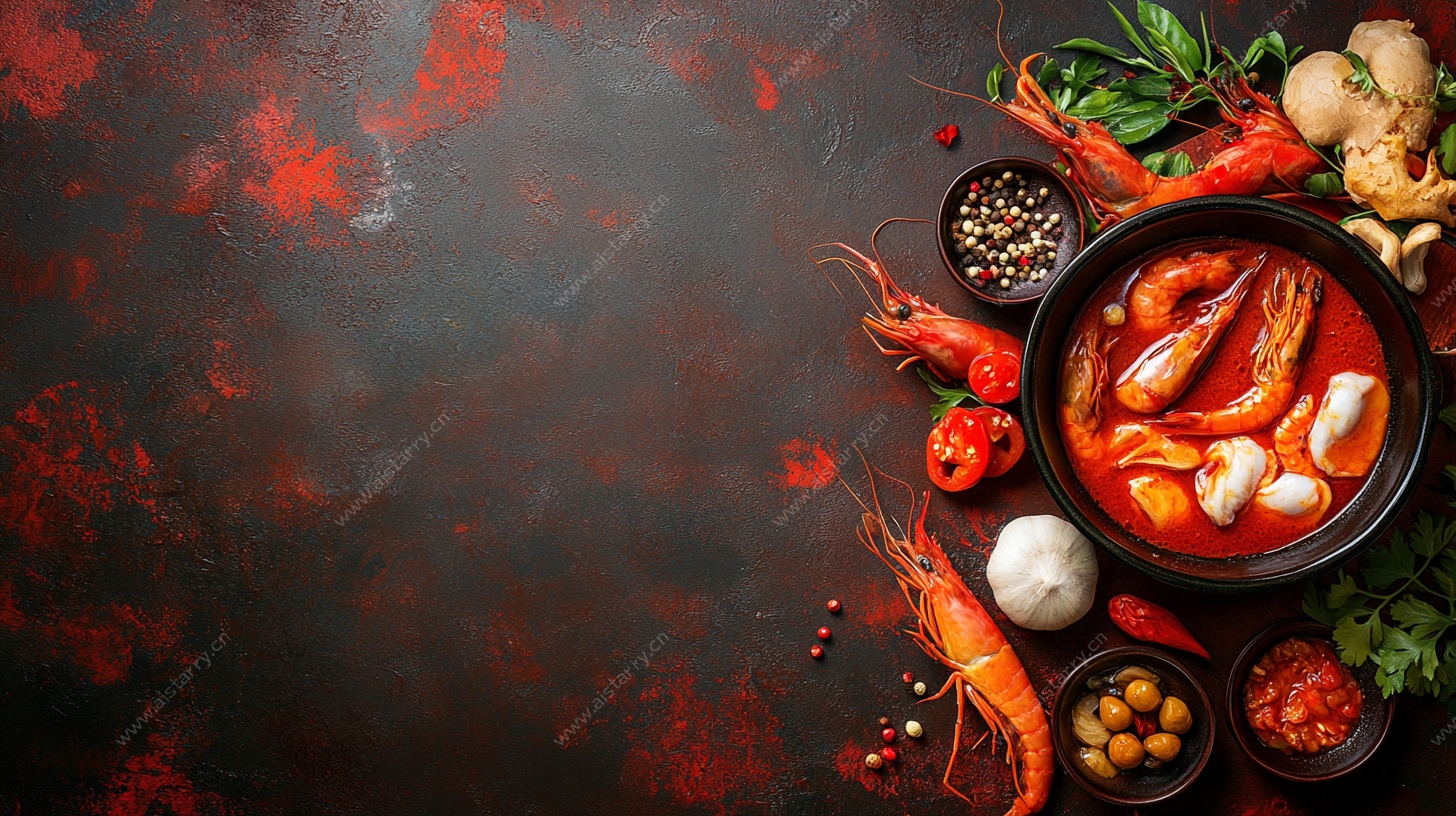 美味海鲜汤与多样食材