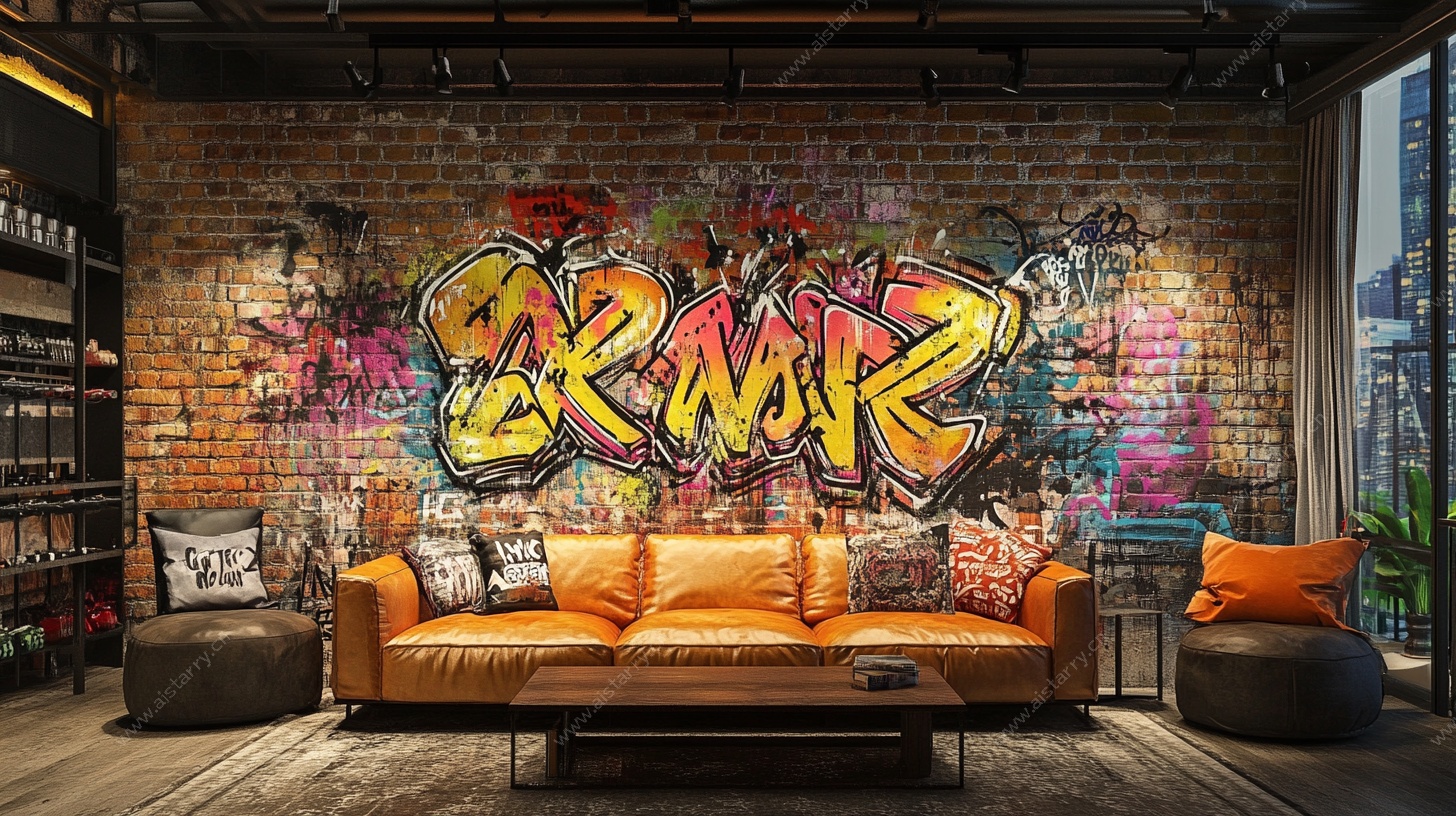 涂鸦装饰的时尚室内空间