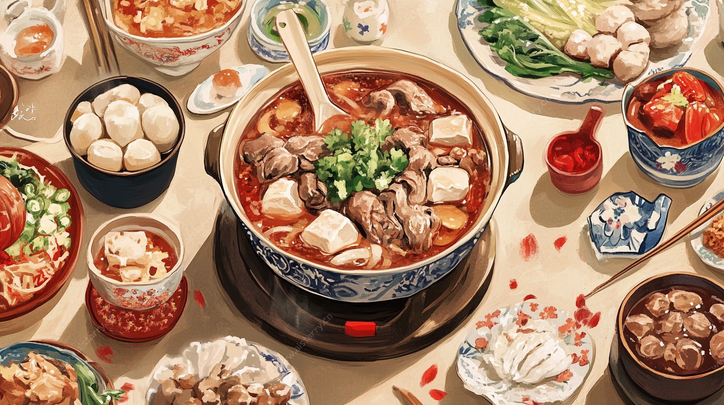 热闹中式火锅宴场景