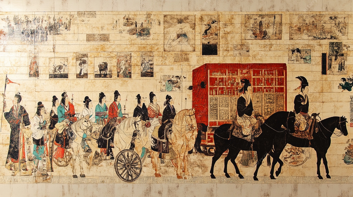 古代出行仪仗壁画场景