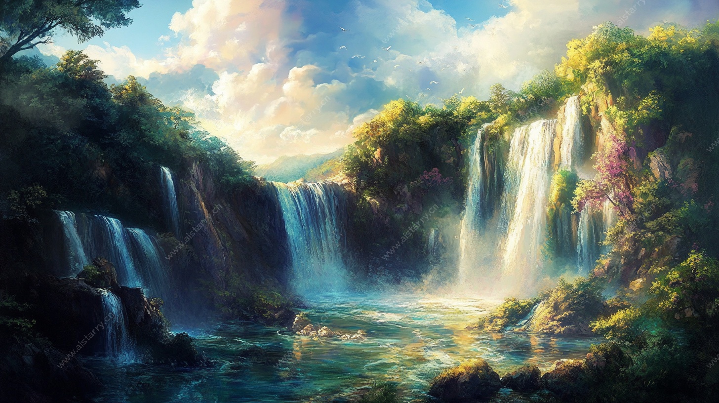 梦幻森林瀑布景观