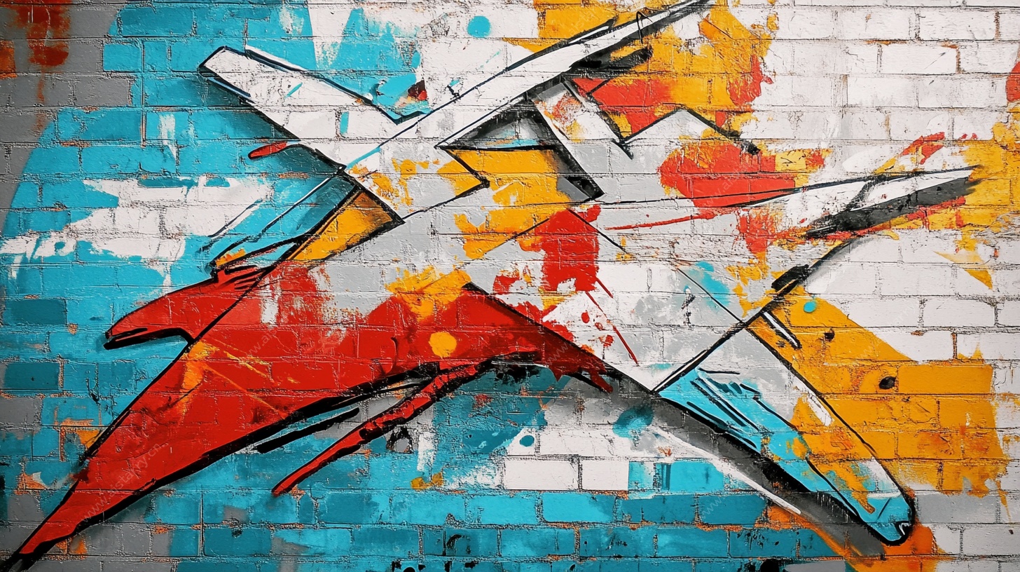 墙面酷炫涂鸦飞机图案