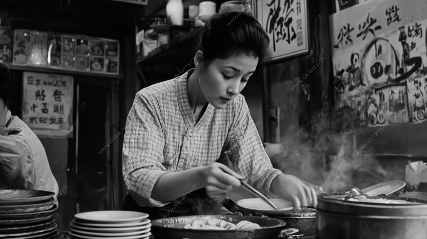 厨房中的女性烹饪者