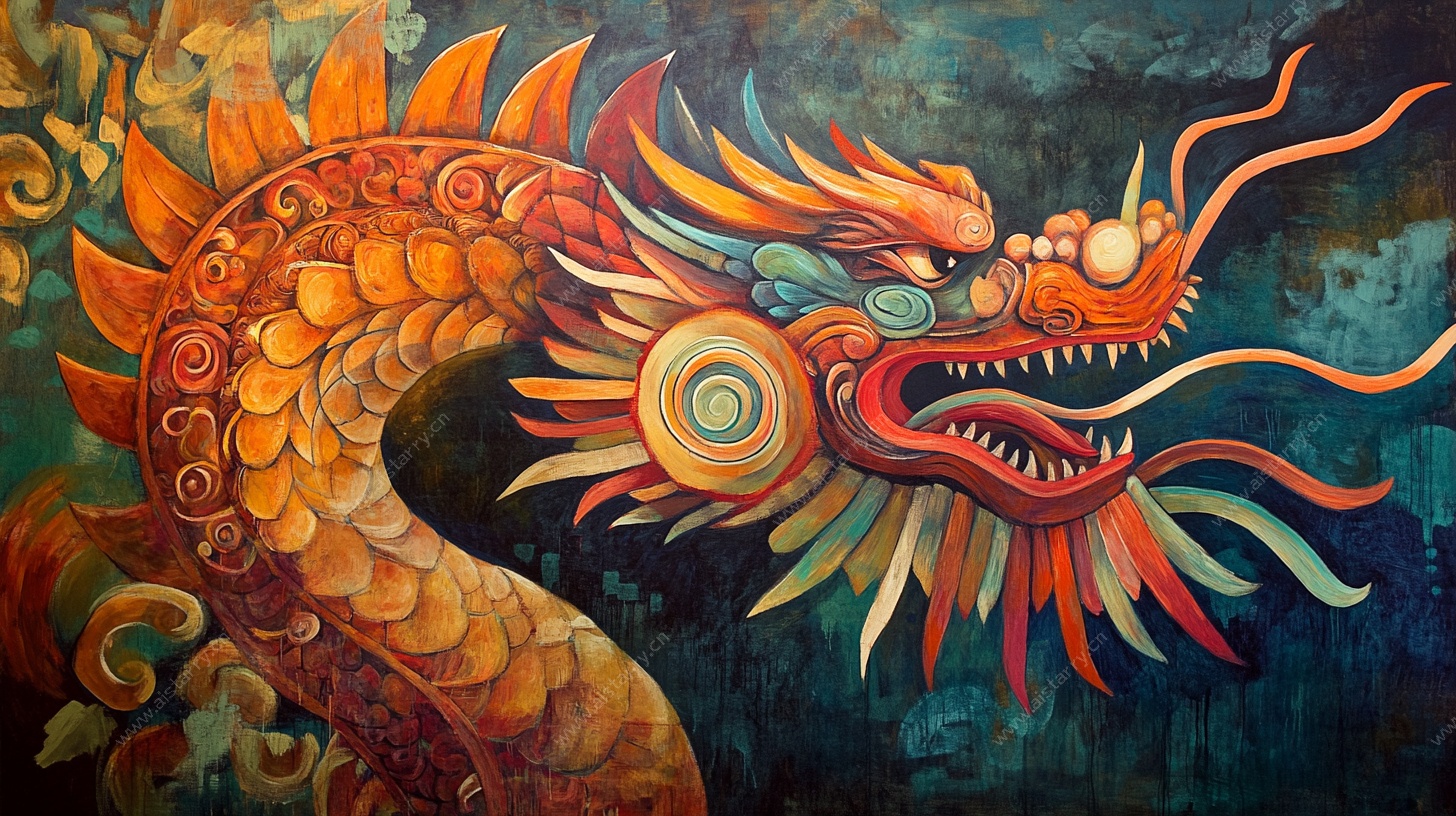 中式奇幻风格龙图腾画作