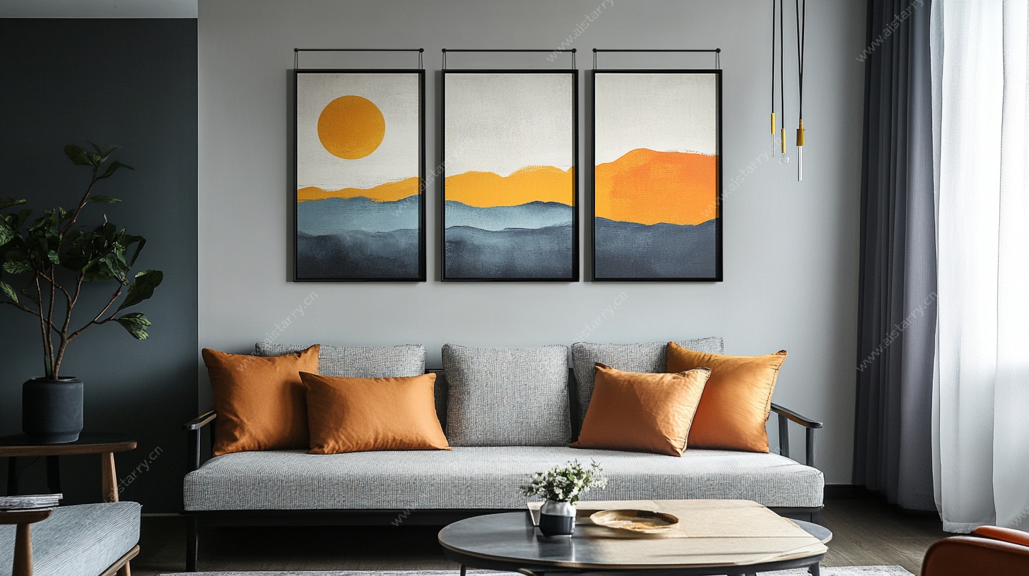 现代简约风客厅装饰画搭配