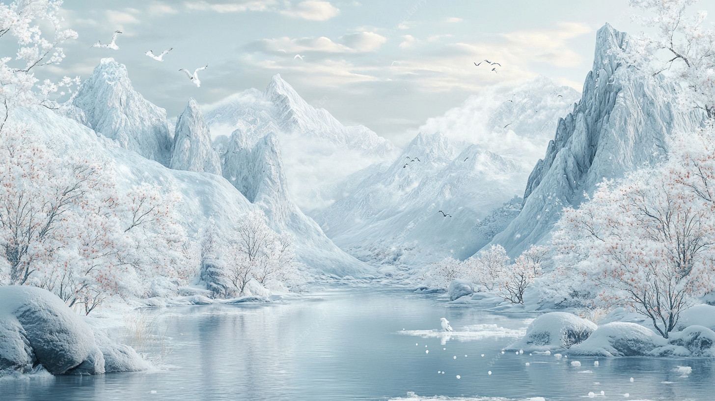 梦幻冰雪山水风景图